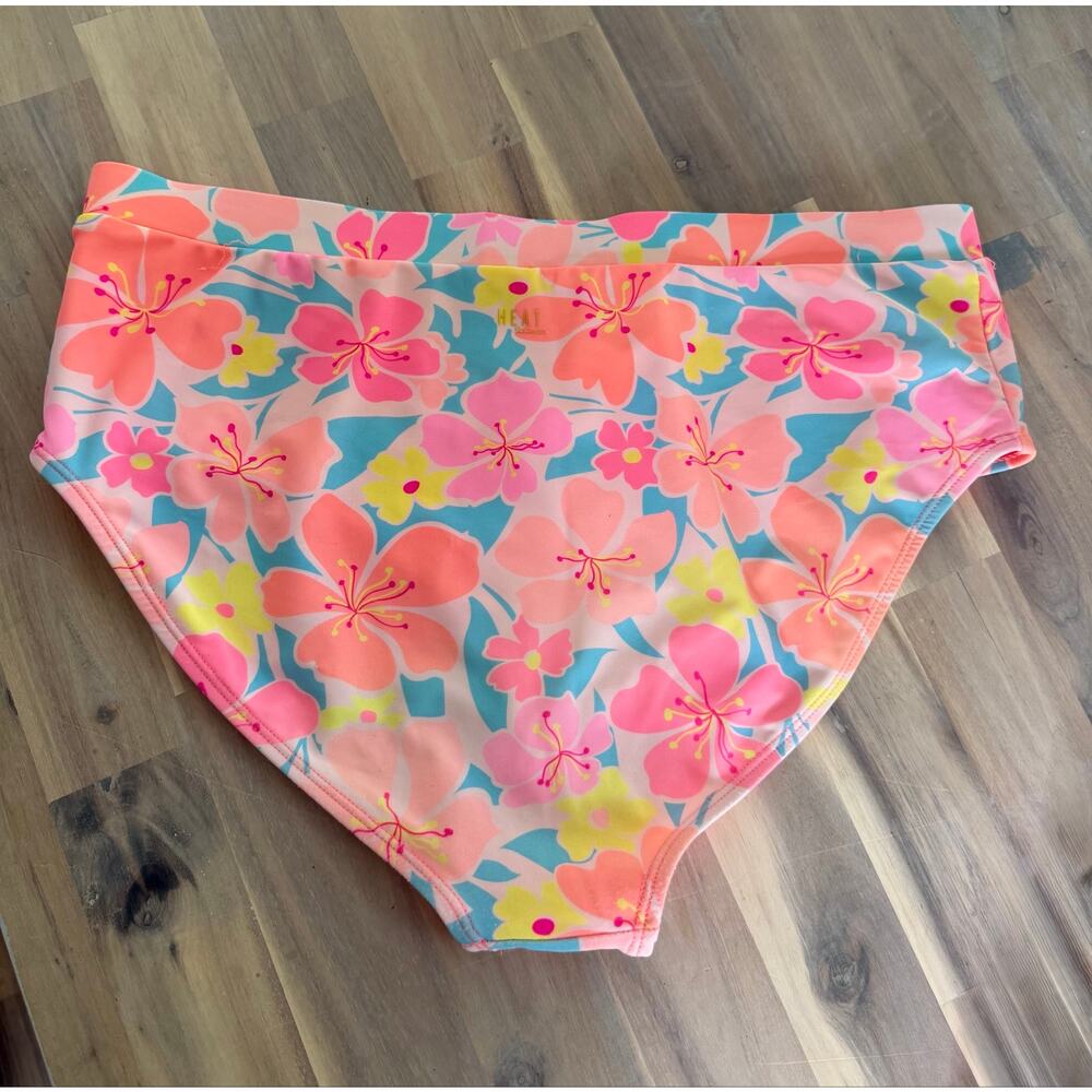 Heat Swimwear Pink Tropical Floral Underboob Swimsuit Bikini Swim Set Size XL - Picture 7 of 10